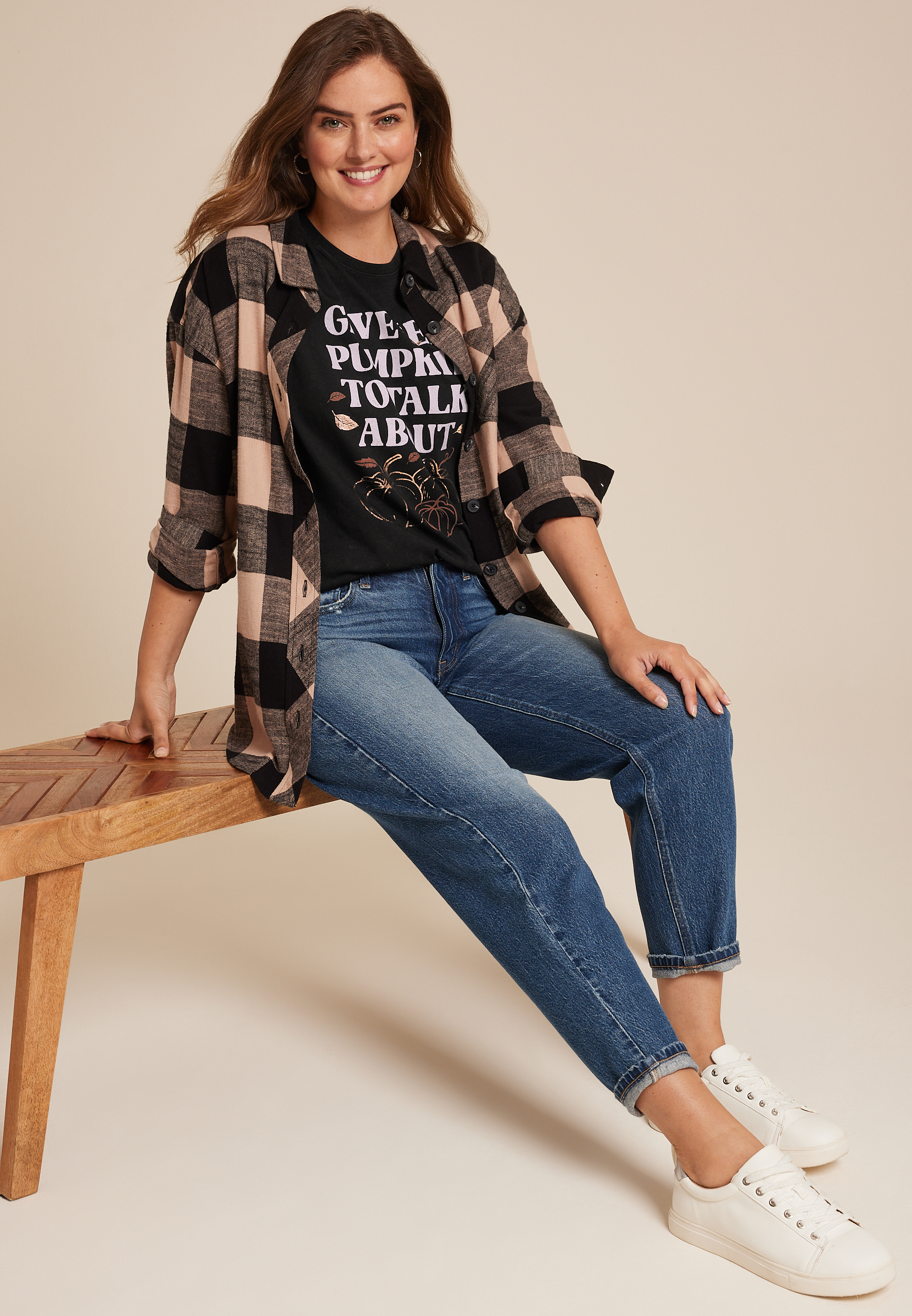 Give Em Pumpkin To Talk About Oversized Fit Graphic Tee, C106, large