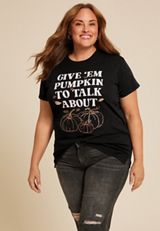 Plus Size Give Em Pumpkin To Talk About Oversized Fit Graphic Tee, C106, small