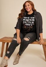 Plus Size Give Em Pumpkin To Talk About Oversized Fit Graphic Tee, C106, small
