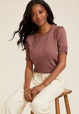 Parktown Puff Sleeve Top, COCONUT SHELL, small