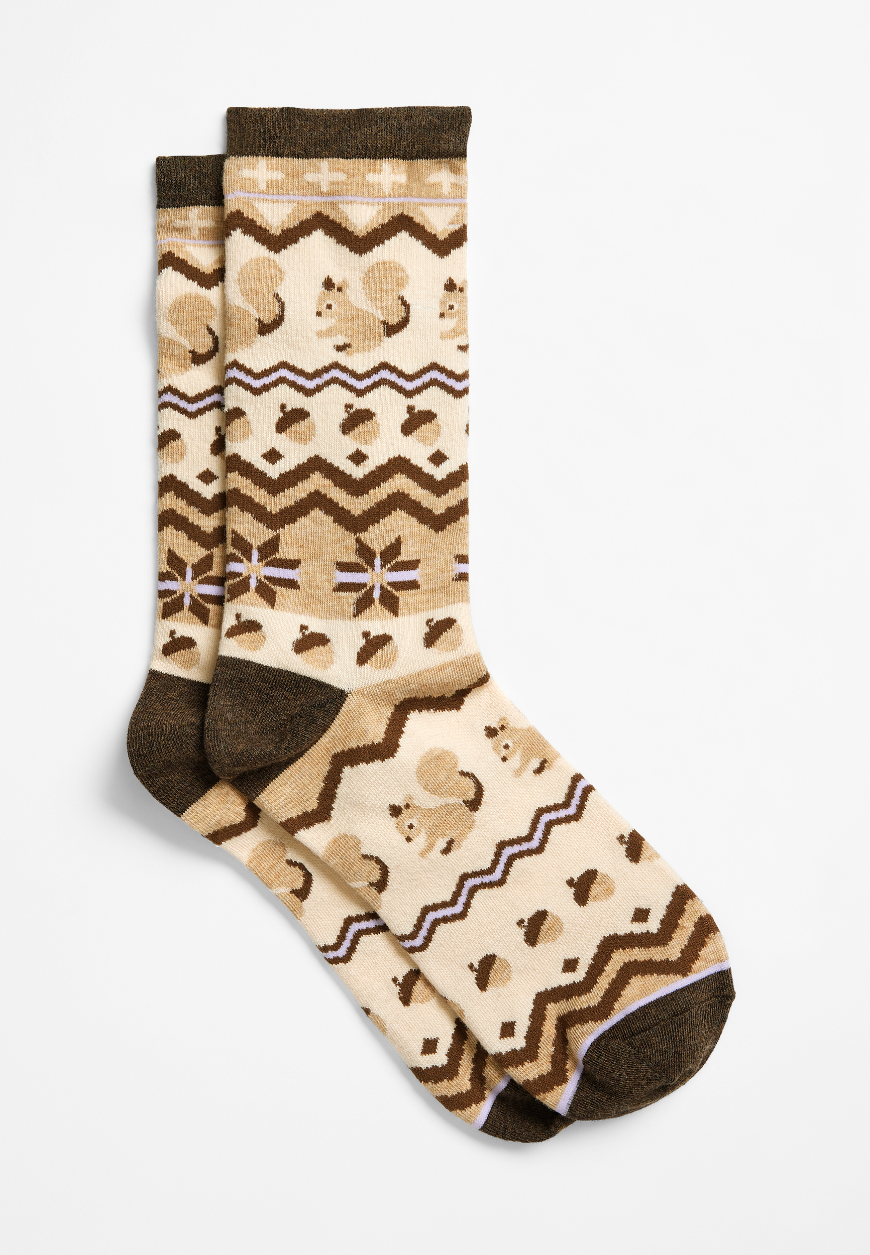 Squirrel Fair Isle Crew Sock