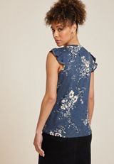 Brookside Floral V Neck Ruffle Sleeve Tee, C3123, small