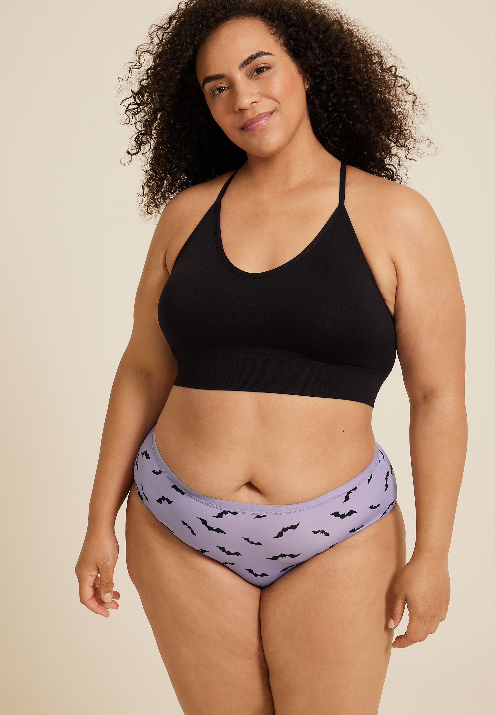 True Stretch Jersey Bat Hipster Panty, PURPLE COMBO, large