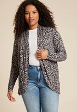 Plus Size Cressa Animal Long Sleeve Cardigan, C1755, small