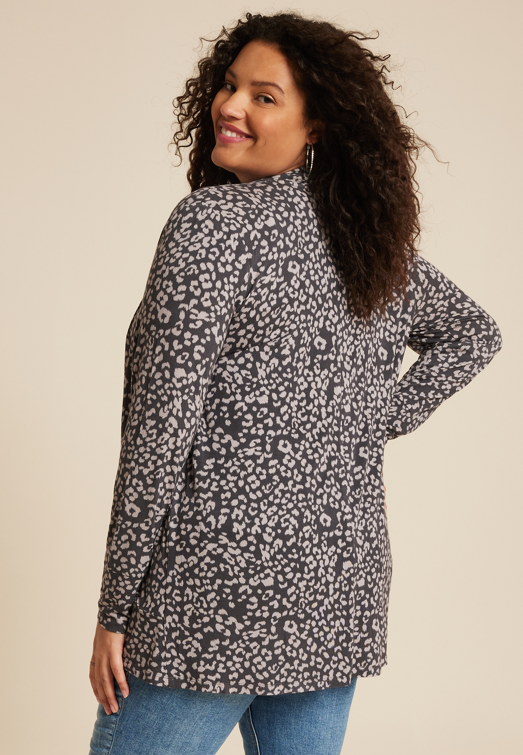 Plus Size Cressa Animal Long Sleeve Cardigan, C1755, large