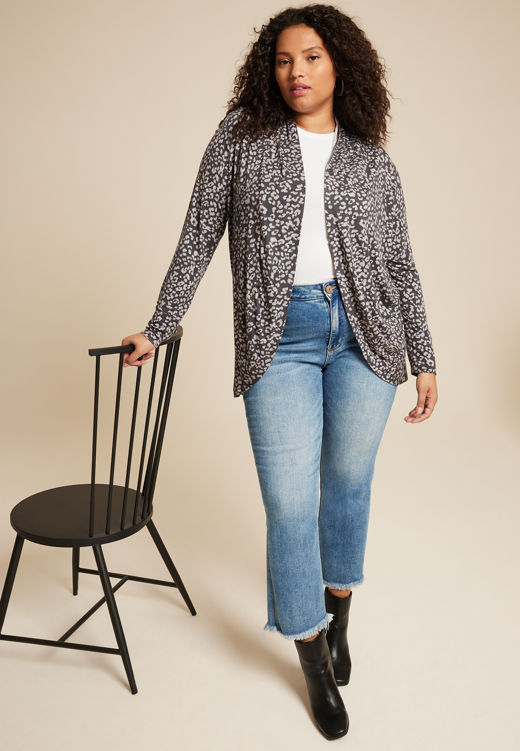 Plus Size Cressa Animal Long Sleeve Cardigan, C1755, large