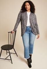 Plus Size Cressa Animal Long Sleeve Cardigan, C1755, small