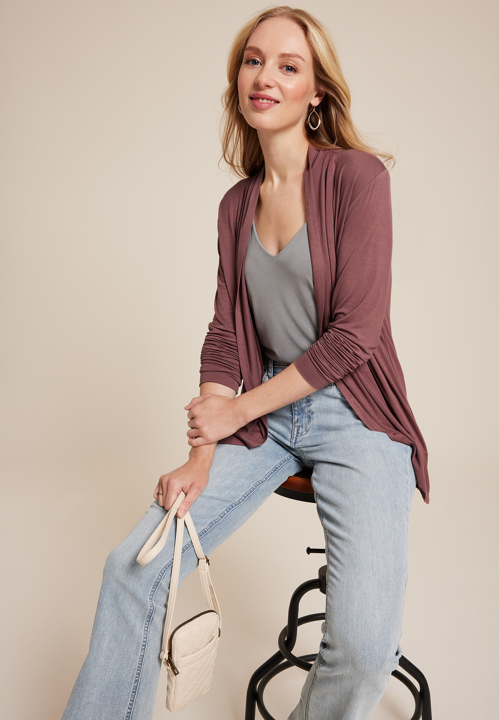 Cressa Long Sleeve Cardigan, COCONUT SHELL, large