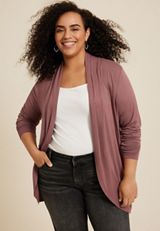 Plus Size Cressa Long Sleeve Cardigan, COCONUT SHELL, small