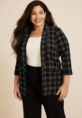 Plus Size Versa Windowpane Blazer, C1756, small