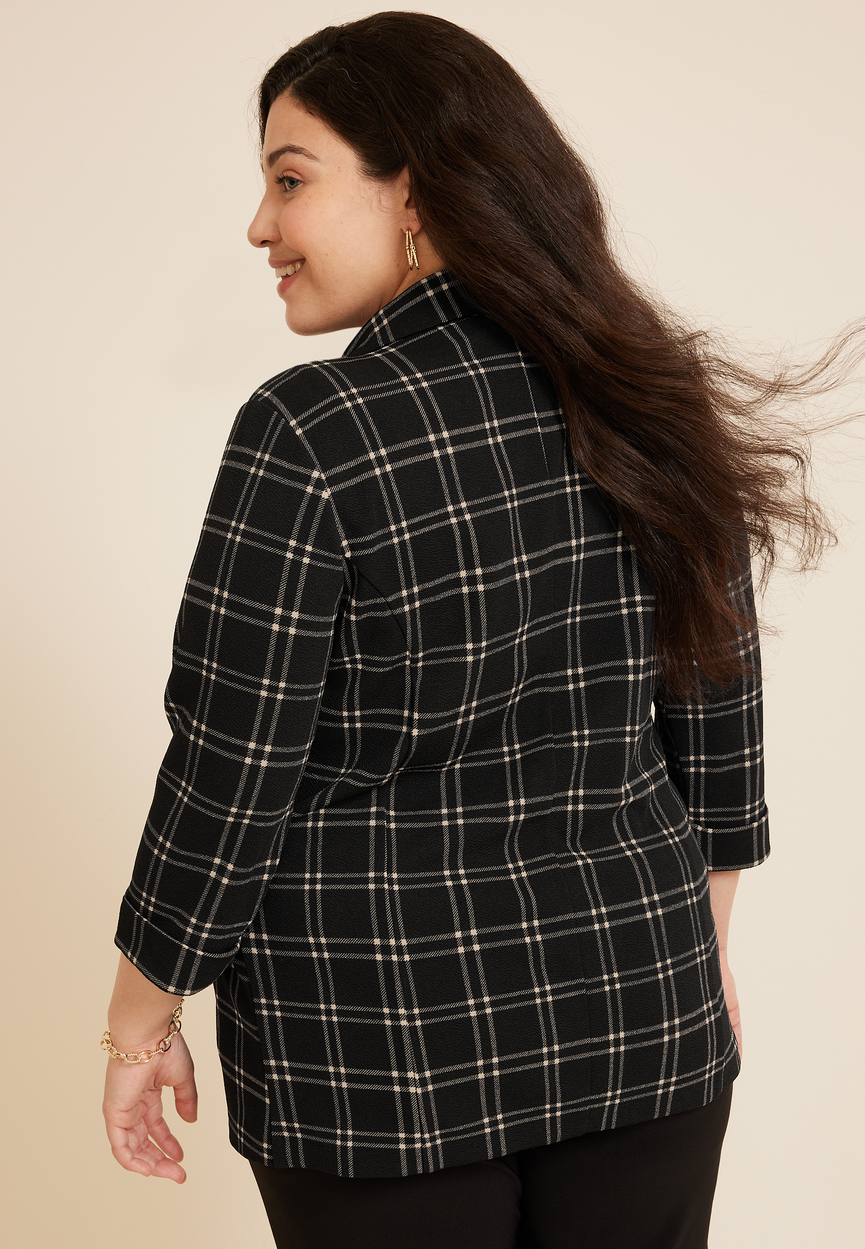 Plus Size Versa Windowpane Blazer, C1756, large