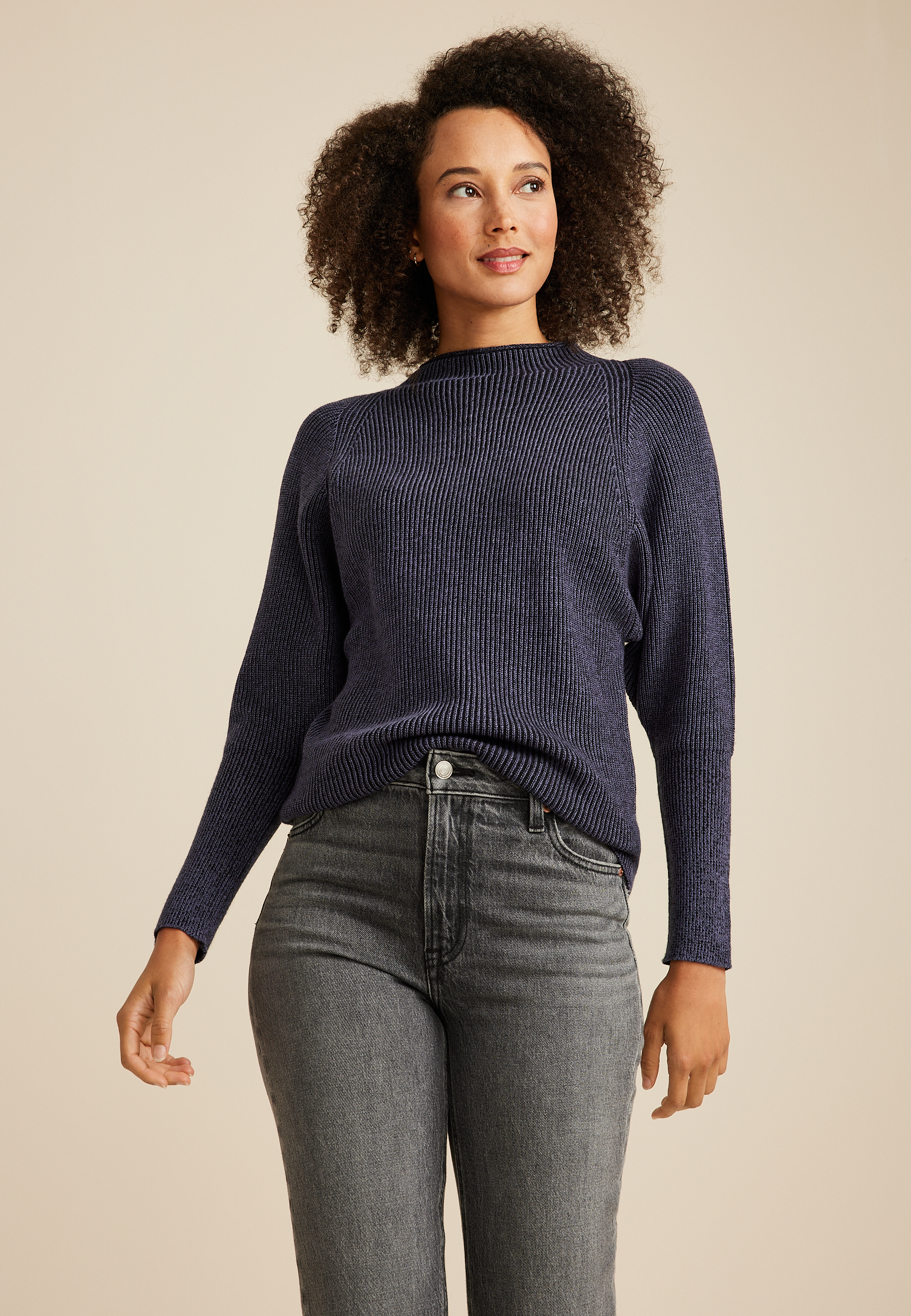 Roll Neck Dolman Sweater