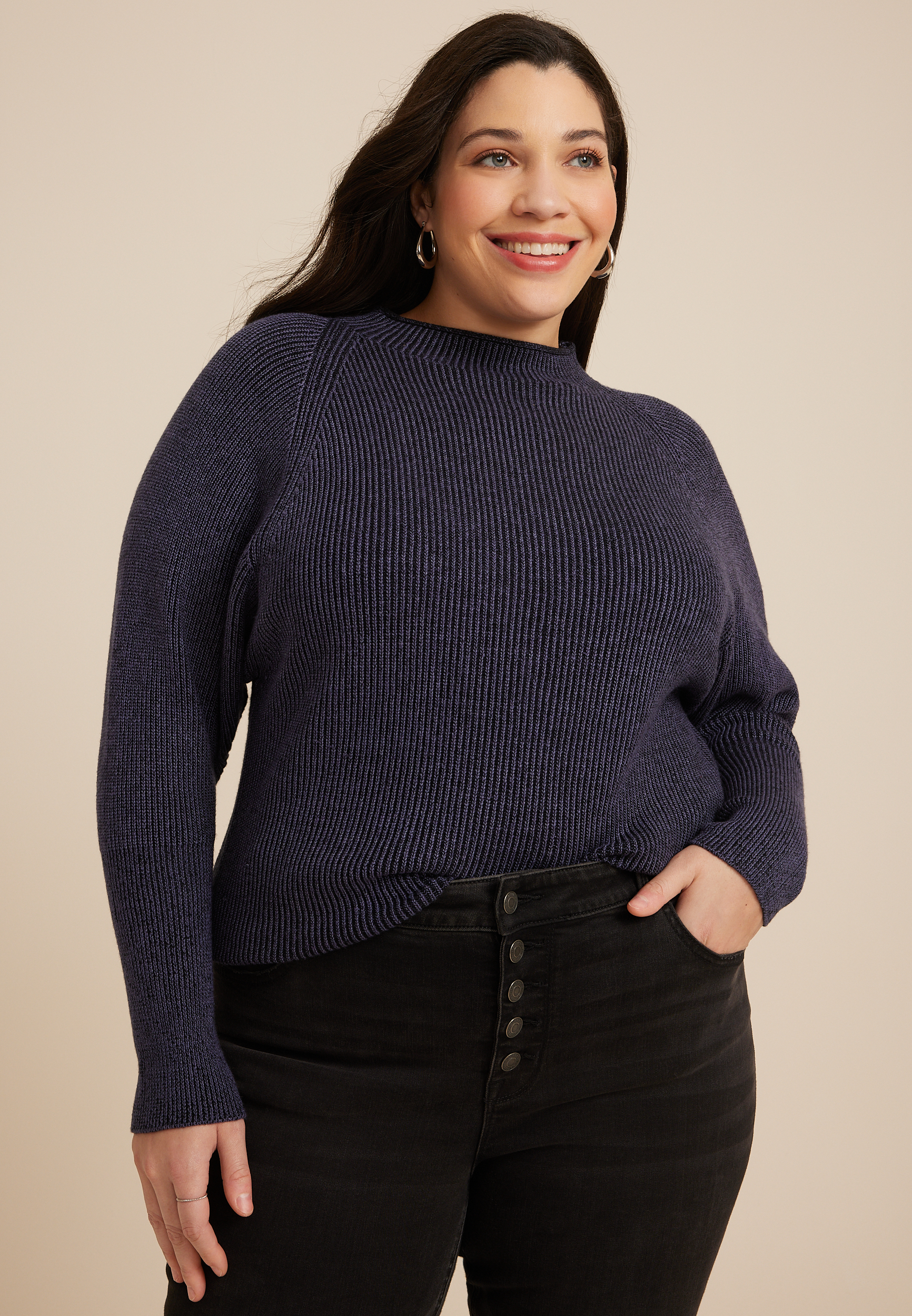 Plus Roll Neck Dolman Sweater