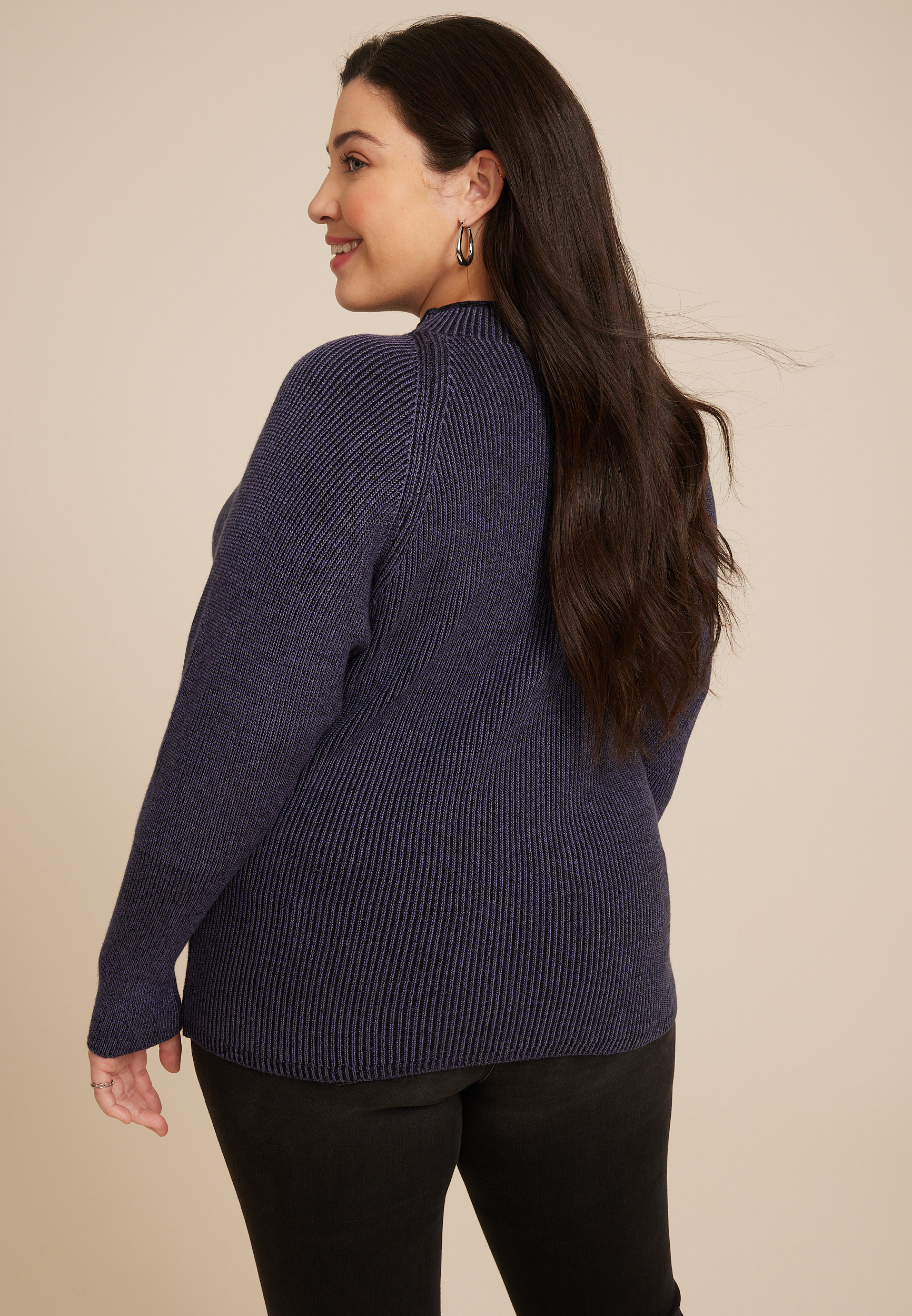 Plus Size Roll Neck Dolman Sweater, C9831, large