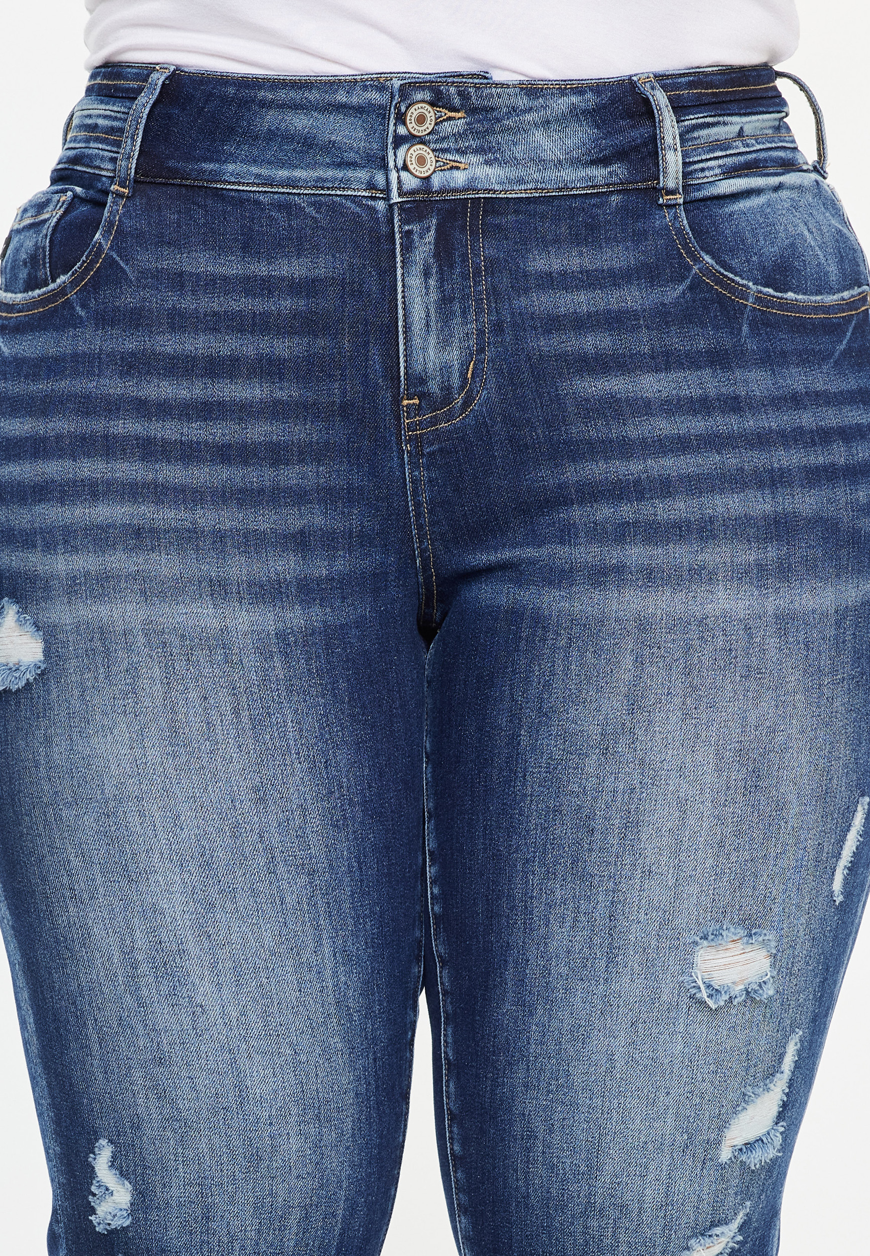 Plus Size KanCan&trade; Curvy Mid Rise Ripped Cuffed Hem Skinny Jean, C258, large