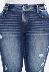 Plus Size KanCan&trade; Curvy Mid Rise Ripped Cuffed Hem Skinny Jean, C258, small