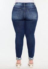 Plus Size KanCan&trade; Curvy Mid Rise Ripped Cuffed Hem Skinny Jean, C258, small
