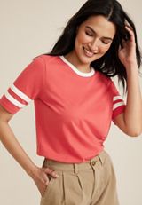 Americana Varsity Striped Crew Neck Tee, C2842, small