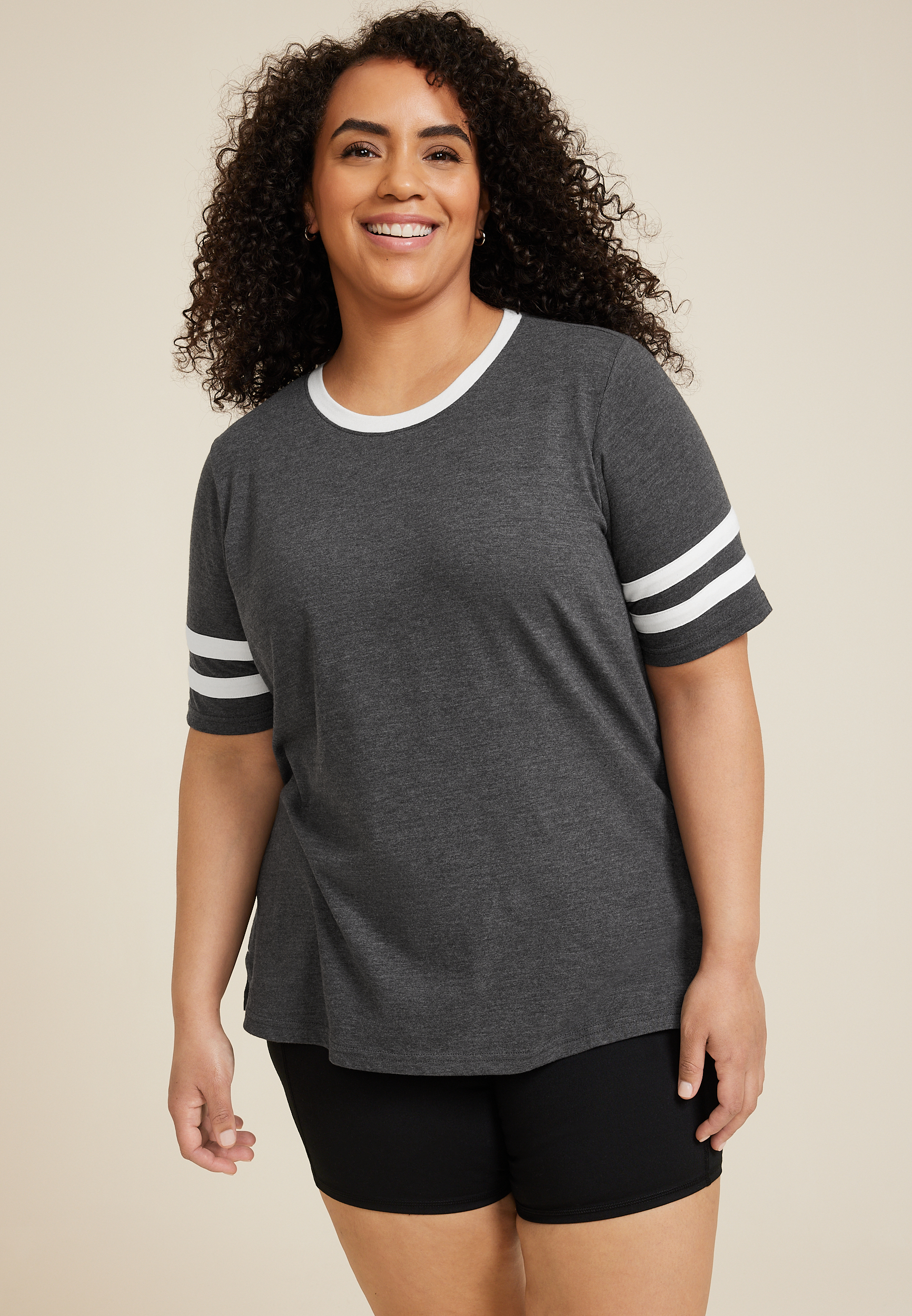 Plus Americana Varsity Striped Crew Neck Tee