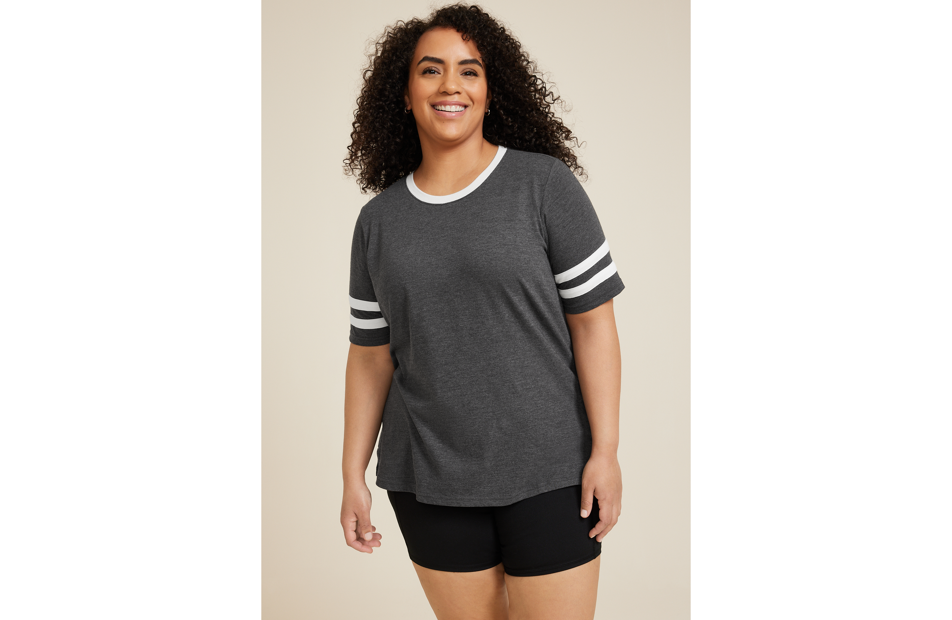 Plus Americana Varsity Striped Crew Neck Tee