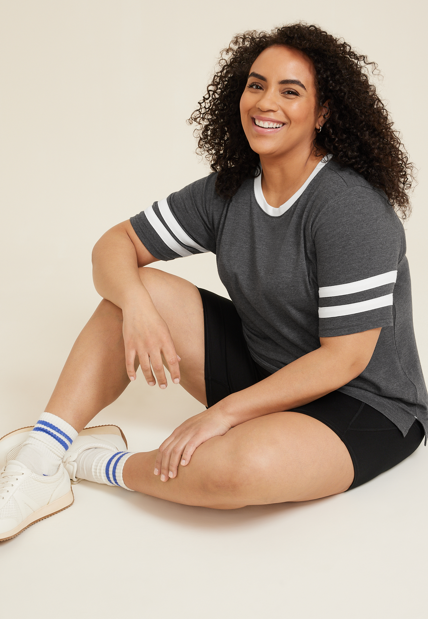 Plus Americana Varsity Striped Crew Neck Tee