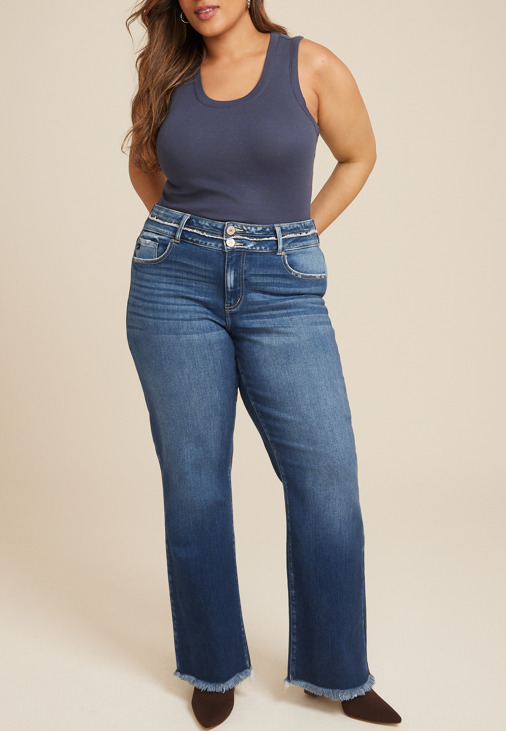 Plus KanCan™ High Rise Curvy Double Button Bootcut Jean