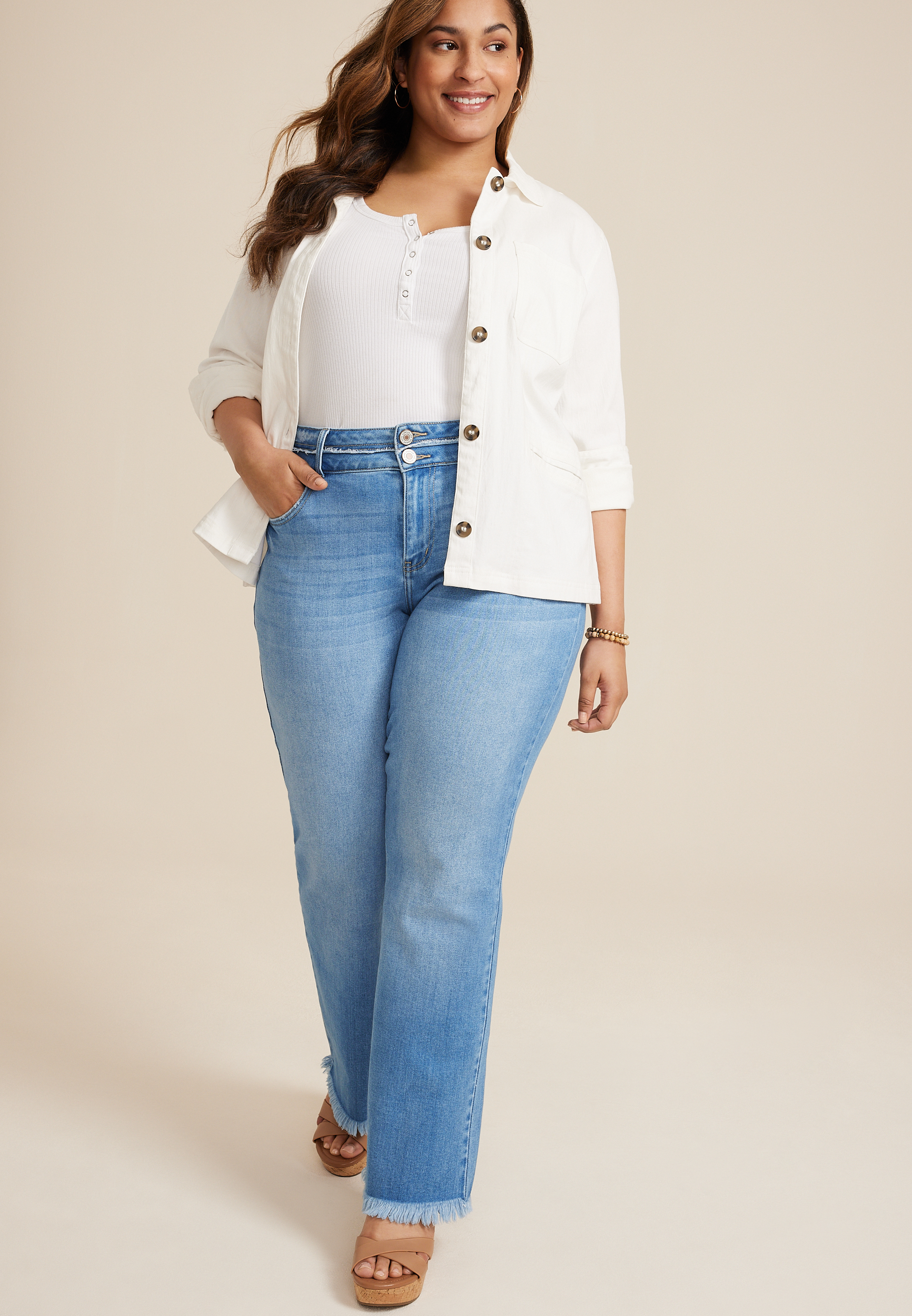 Plus KanCan™ High Rise Curvy Double Button Bootcut Jean