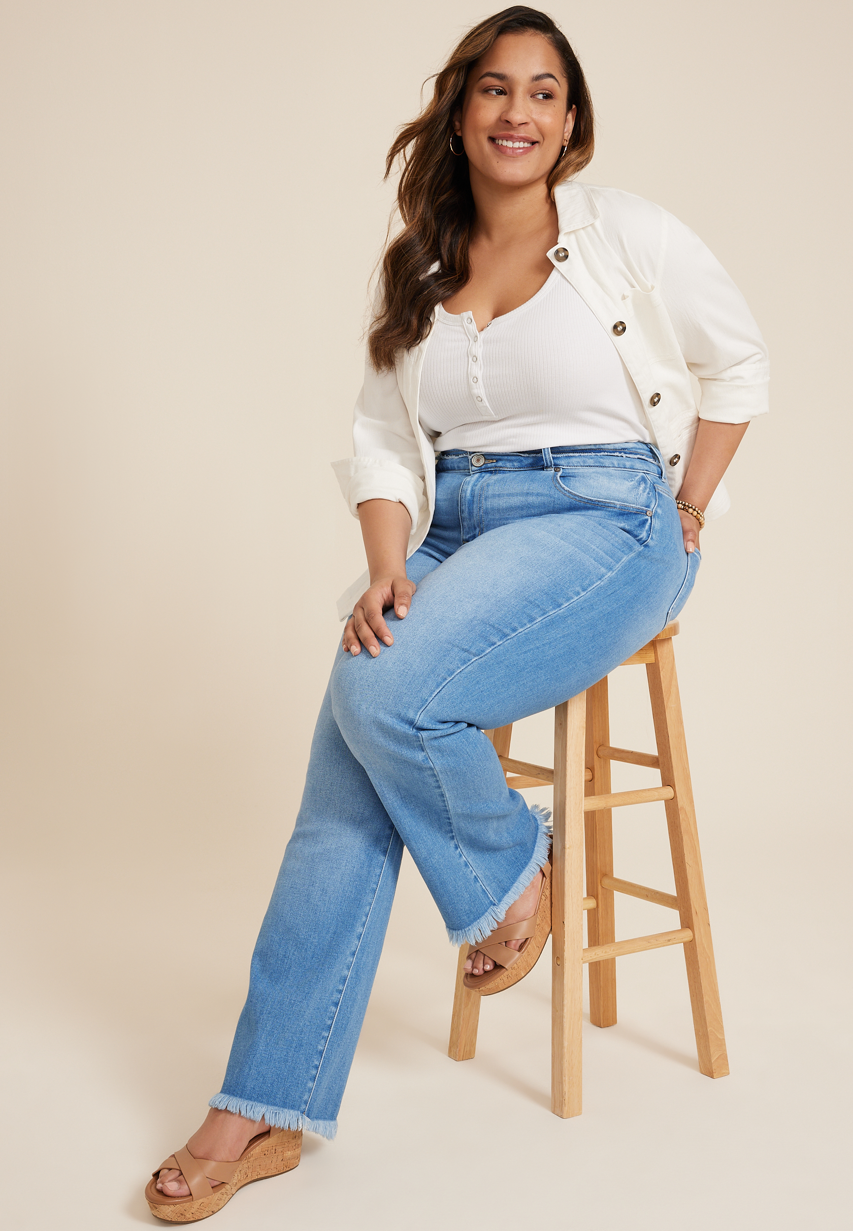 Plus Size KanCan&trade; High Rise Curvy Double Button Bootcut Jean, C2806, large