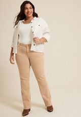 Plus Size m jeans by maurices&trade; Classic Mid Rise Color Slim Boot Jean, KHAKI, small