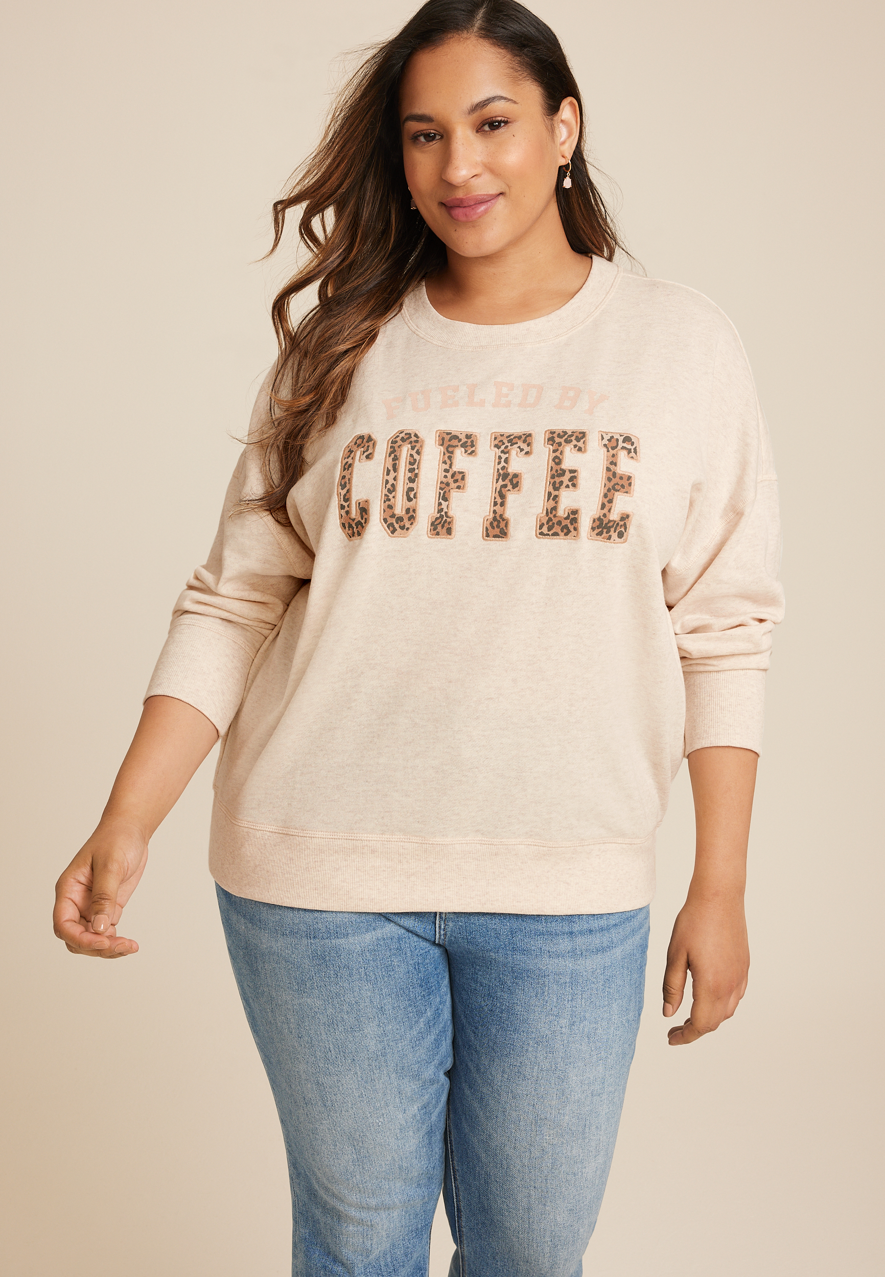 Plus Size Fueled By Coffee Relaxed Fit Sweatshirt