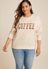 Plus Size State Satin Letter Crew Neck Sweatshirt