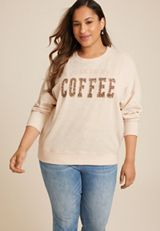 Plus Size Fueled By Coffee Relaxed Fit Sweatshirt, C2445, small