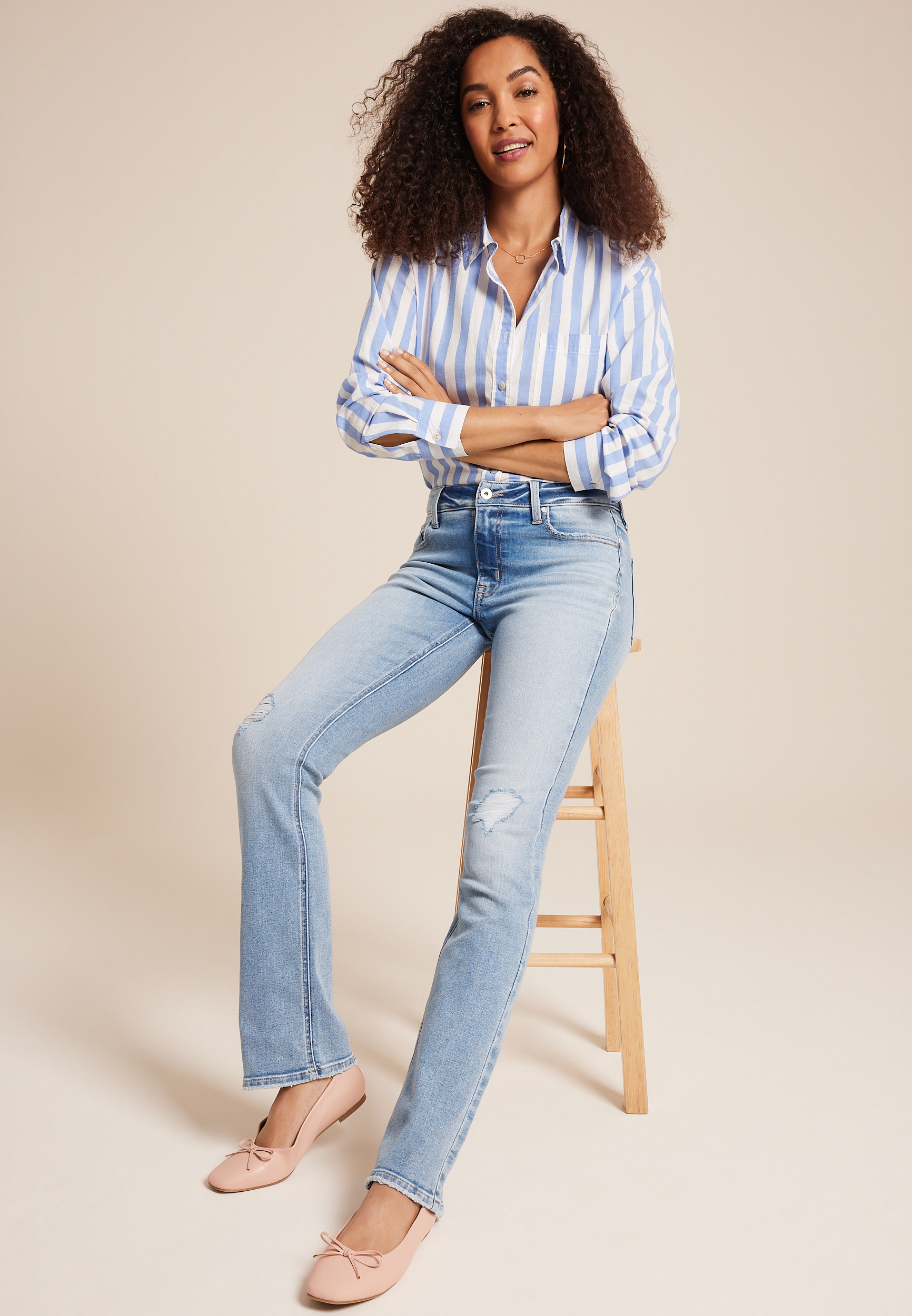 edgely&trade; Mid Rise Ripped Slim Boot Jean, C2806, large