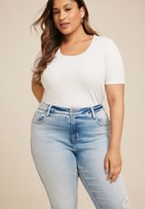 Plus Size edgely&trade; Curvy High Rise Ripped Slim Boot Jean, LIGHT SANDBLAST, small