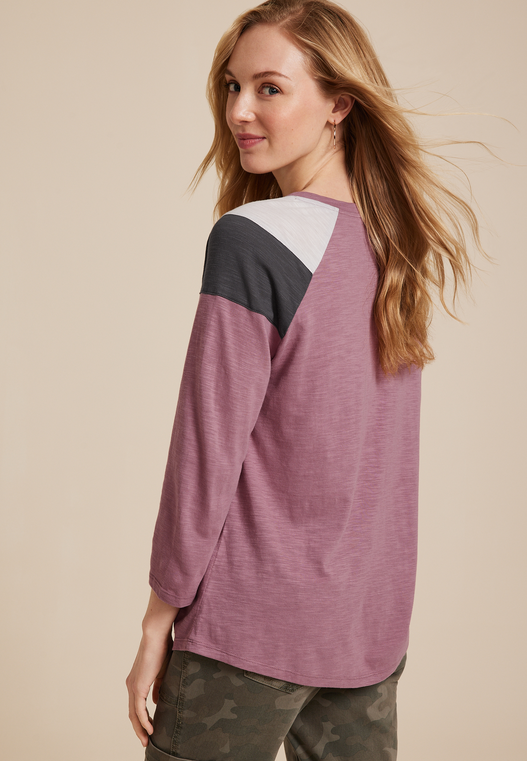 24/7 Cotton Colorblocked Crew Neck Tee, C5664, large