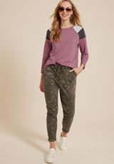 24/7 Cotton Colorblocked Crew Neck Tee, C5664, small