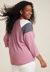 Plus Size 24/7 Cotton Colorblocked Crew Neck Tee, C5664, small