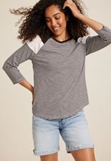 24/7 Cotton Striped Crew Neck Tee, C3510, small
