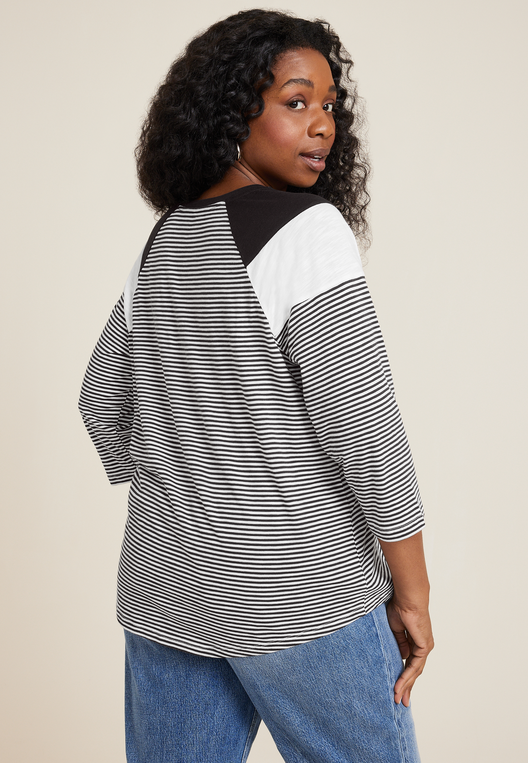 Plus Size 24/7 Cotton Striped Crew Neck Tee, C3510, large