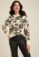 Floral Long Sleeve Sweater, C6093, small