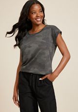 24/7 Clara Camo Short Sleeve Dolman Tee, C1756, small