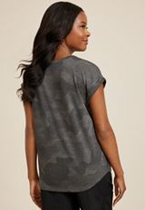 24/7 Clara Camo Short Sleeve Dolman Tee, C1756, small