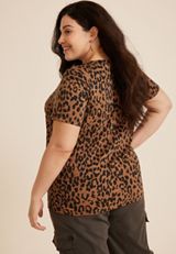 Plus Size 24/7 Dawson Animal Crew Neck Tee, CORK COMBO, small