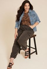 Plus Size 24/7 Dawson Animal Crew Neck Tee, CORK COMBO, small