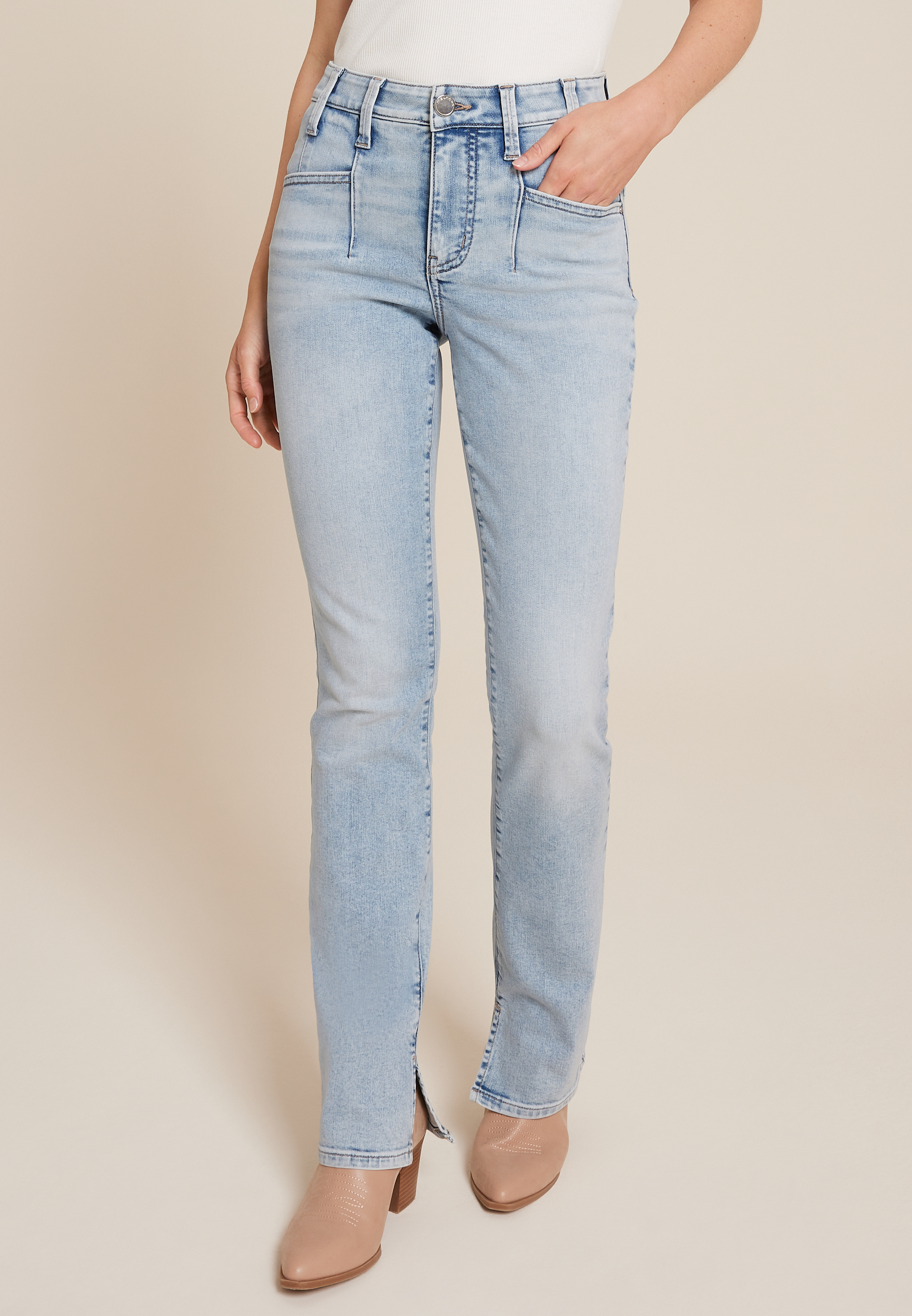 Fashion high rise non stretch jeans