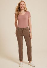 m jeans by maurices&trade; Mid Rise Color Slim Straight Ankle Jean, BROWN, small