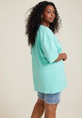 Plus Size Tequila Lime And Sunshine Oversized Fit Graphic Tee, TEAL, small