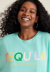 Plus Size Tequila Lime And Sunshine Oversized Fit Graphic Tee, TEAL, small
