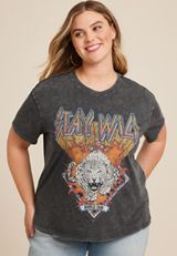 Plus Size Stay Wild Oversized Fit Graphic Tee, C106, small
