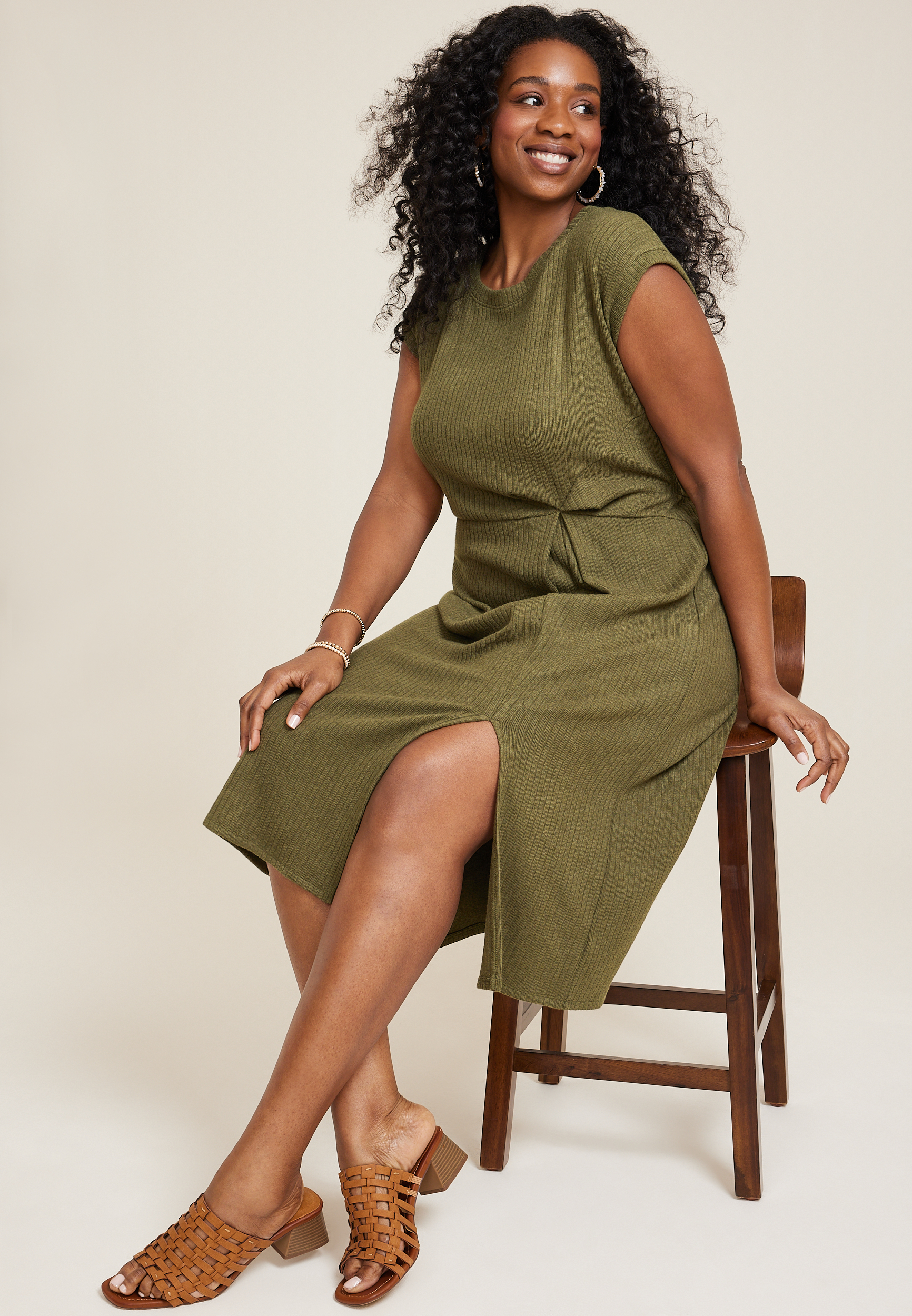 Plus Size 24/7 Knot Front Midi Dress, C6522, large